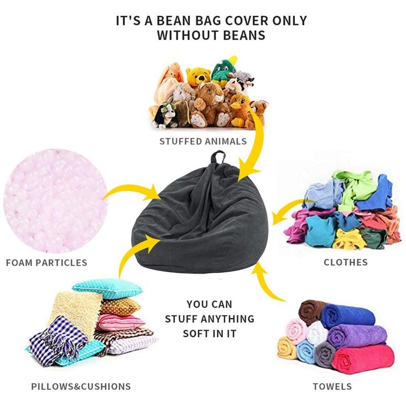 Nobildonna 3 ft Bean Bag Chair Cover (No Filler) for Adults and Kids  300L Extra Large Stuffed Animal Storage Bean Bag Washable Soft Premium Corduroy Stuffable Bean Bag Cover - Image 5